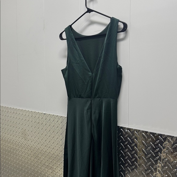 BHLDN Beckett Satin Maxi Dress Anthropologie dark emerald US size 6 - Picture 5 of 6